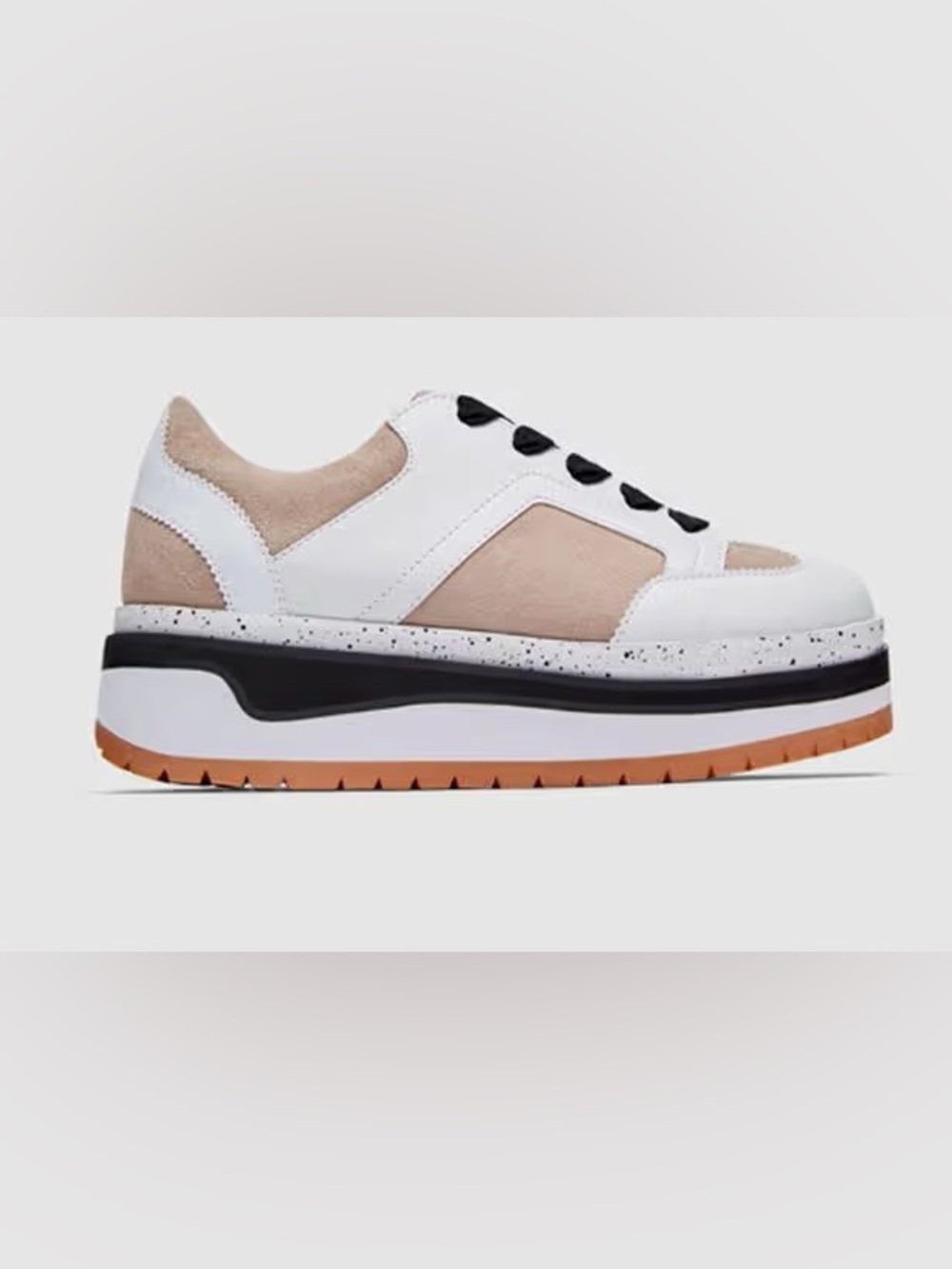 ZARA Chunky Platform Sneakers White Tan Black – Women’s Size 6.5 / EU 37